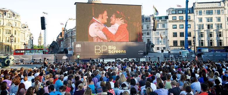 The BP Big Screens, one of the outcomes of the Royal Opera House's partnership with BP