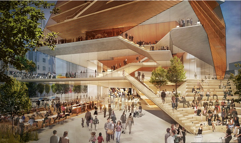 The proposed entry plaza at the Centre for Music