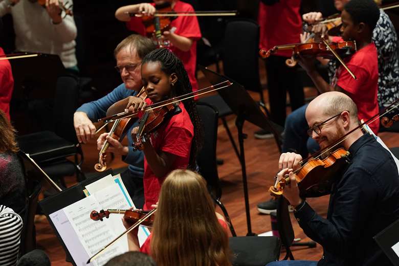 The ABO's over 200 members are also getting involved in the major new campaign (pictured here: Royal Scottish National Orchestra and Sistema Scotland) © Stewart Attwood