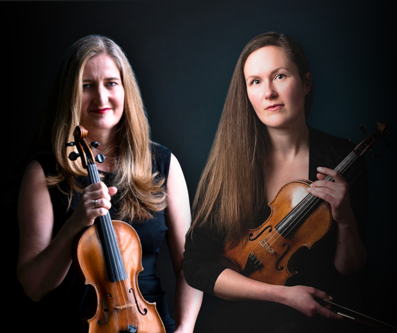 Violinists Sarah Brandwood-Spencer (left) and Zöe Beyers (right)