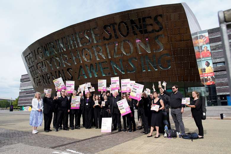 MU members in the WNO protest in Cardiff earlier this year