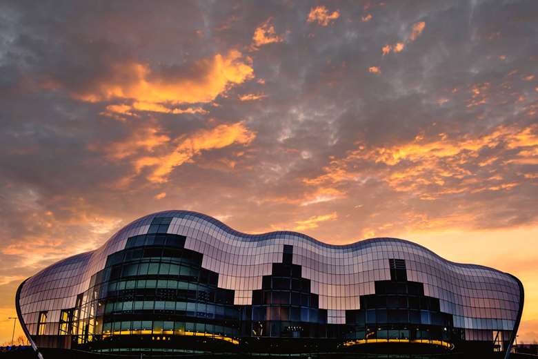 Inspired by Vienna’s Musikverein, the concert hall is boldly wrapped in a curved glass and steel blanket ©Tynesight Photographic Services