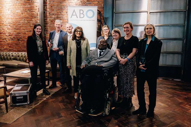 ABO Award and Annual Award recipients with ABO Chair Sophie Lewis and CEO Judith Webster and Classic FM presenter Ritula Shah ©tynesightphoto